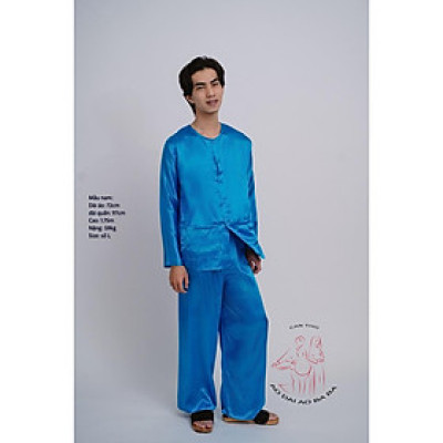 Bộ áo bà ba Nam Phi bóng xanh dương- Có bộ bà ba Bigsize- may sỉ bà ba toàn quốc - May bộ bà ba theo yêu cầu