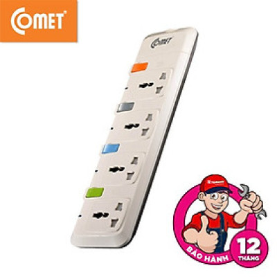Ổ Cắm Điện Nối Dài Comet CESG2405 Có 4 Ổ 3 chấu Dây Dài 5m Có Công Tăng Riêng Biệt - Hàng Chính Hãng 