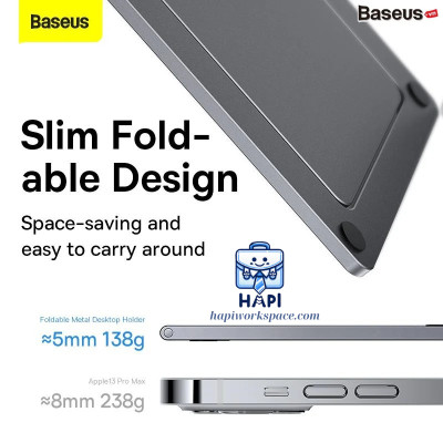 Giá đỡ kim loại xếp gọn hàng chính hãng Baseus BS-LVN012-GY cho điện thoại/tablet siêu mỏng