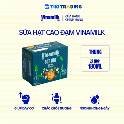 Thùng 24 hộp sữa hạt cao đạm Vinamilk ít đường 180ml
