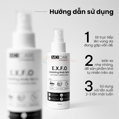 Xịt tẩy tế bào chết toàn thân MD CARE Exfoliating Body Spray (100ml) - Hàng chính hãng