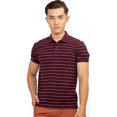 Áo Polo Nam Novelty NATMSLMCSR191237N - Đỏ Đô Sọc Trắng