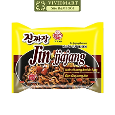 OTTOGI - Mì nấu Jin Jjajang hương vị trộn Xốt tương đen, Mì Sốt tương đen Jin, Mì trộn Jin Jjajang (135g/gói)