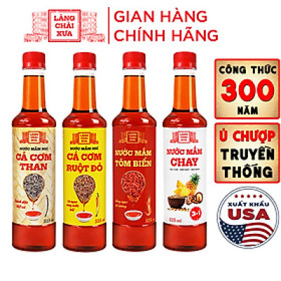 Đặc Sản Phan Thiết - [Combo 4 Chai] Nước Mắm Nhỉ Làng Chài Xưa Cá Cơm Than, Tôm Biển, Cá Cơm Ruột Đỏ, Chay 3 Trong 1 525Ml/Chai Nhựa