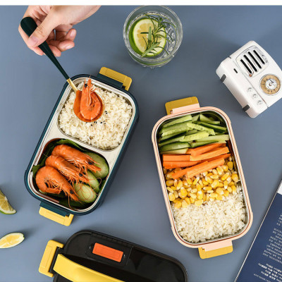 Hộp cơm giữ nhiệt văn phòng YESURE 1200ml Hai Tầng có ngăn Inox Tháo rời dễ dàng cho vào lò Vi Sóng - Hàng chính hãng