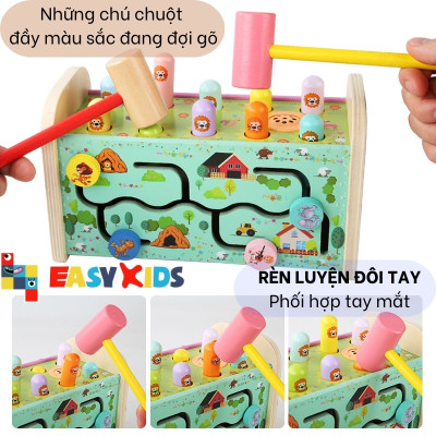 Đồ Chơi Đập Chuột Cho Bé Có Đàn Gõ Nhạc Hình Sư Tử, Đồ Chơi Giáo Dục Đa Năng Montessori