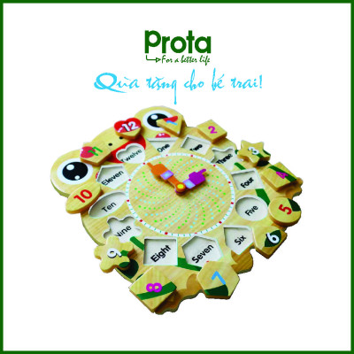 [CHÍNH HÃNG] Nhà banh, kiêm làm cũi kết cấu chân gỗ cao cấp Prota + tặng Đồng hồ ghép hình cao cấp