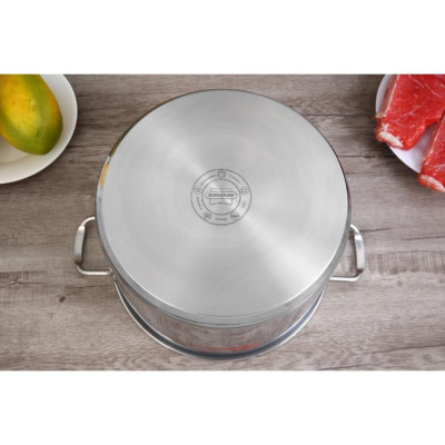 Nồi luộc gà inox 3 đáy nắp kính 28 cm Sunhouse SH28LG - Hàng Chính Hãng