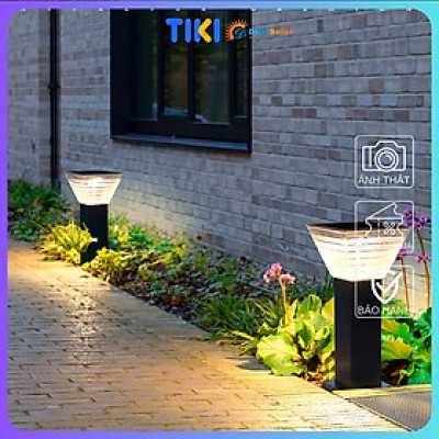 Đèn trụ vuông sân vườn năng lượng mặt trời cao 40-60cm tích hợp ánh sáng trắng/vàng