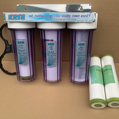 Bộ 3 cốc lọc thô trong suốt Kasa- Cốc Organic 10inch cao cấp dùng lọc thô, lắp trước máy lọc nước, rửa rau, lọc nước bể cá.../ hàng chính hãng