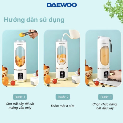 Máy xay cầm tay DAEWOO DWBL-4515 (450ml) Hàng Chính Hãng - Ly xay trái cây thông minh, nhỏ gọn, tiện lợi
