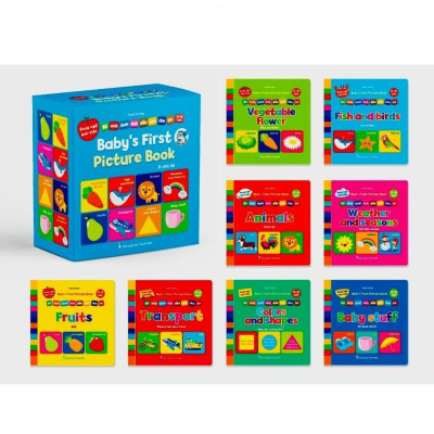 Bộ Sách - Baby First Picture Book - Song Ngữ Anh Việt - Bìa Cứng 8 Chủ Đề Quét QR File Nghe