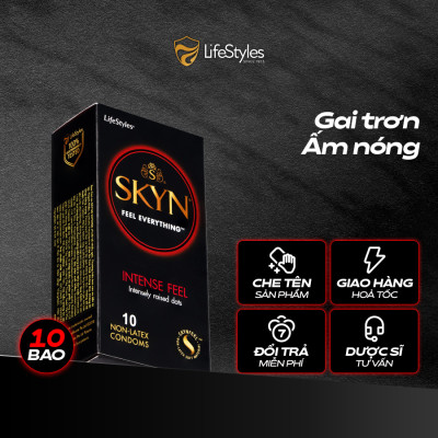 Bao cao su gai trơn Skyn Intense Feeling - Non-latex không mùi cao su - Hộp 10 bao