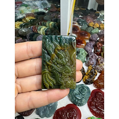 Mặt dây chuyền Rồng phong thủy đá ngọc băng tảo