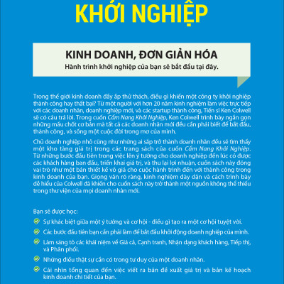 CẨM NANG KHỞI NGHIỆP (Starting a Business: Quickstart Guide) - Ken Colwell - Hoàng Thảo Ly dịch - (bìa mềm)