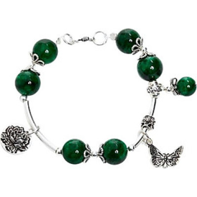 Vòng Tay Bạc Mix Đá Cẩm Thạch Sơn Thủy Ngọc Quý Gemstones VT64