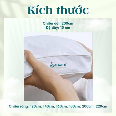 Topper Nệm Polyester 6 cm hoặc 10 cm Cao Cấp SAGATEX Mềm Mại Êm Ái Giúp Ngủ Ngon Hơn