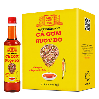 Đặc Sản Phan Thiết - Thùng 6 Chai Nước Mắm Nhỉ Cá Cơm Vàng Ruột Đỏ Làng Chài Xưa 525Ml/Chai Cá Ngon Vùng Nước Trồi 300 Năm Truyền Thống
