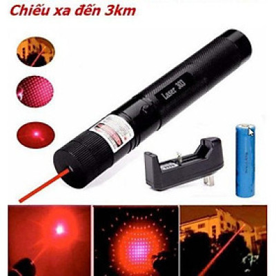 Đèn Pin Laser 303 Tia Xanh / Tia Đỏ Siêu Sáng Kèm Pin Và Sạc
