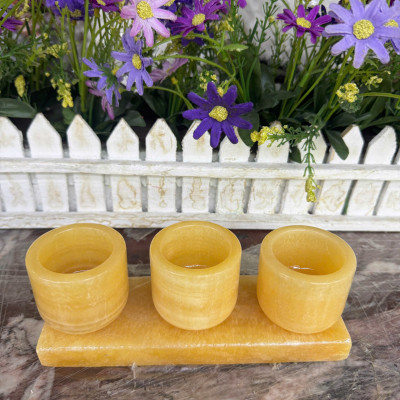 Bộ 3 ly nước, chung nước thờ cúng đá ngọc