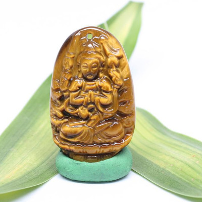 Mặt Dây Chuyền Phật Thiên Thủ Thiên Nhãn Đá Mắt Hổ Ngọc Quý Gemstones TTTNMHN