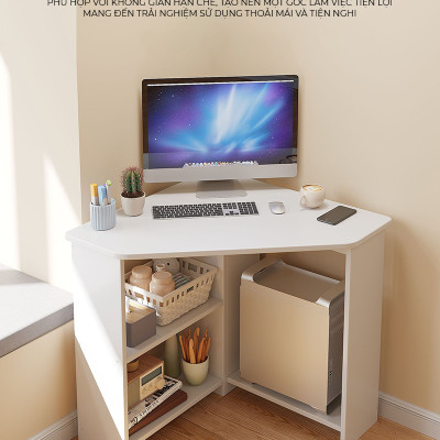 Bàn làm việc góc tường có chỗ để cây máy tính, bàn học sinh, bàn sinh viên, bàn văn phòng tiết kiệm diện tích - GP386