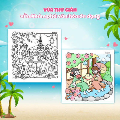 Girl Holiday Traveling Diary Coloring Book