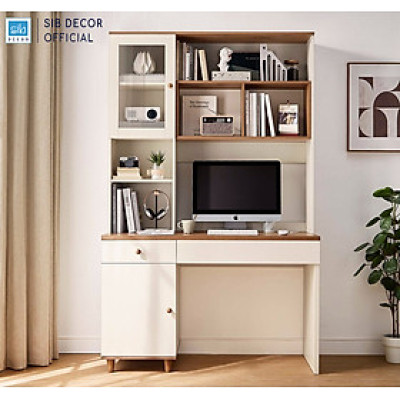 Bàn Làm Việc Phối Hệ Tủ Sách Nhiều Ngăn Thương Hiệu SIB Decor BLV99