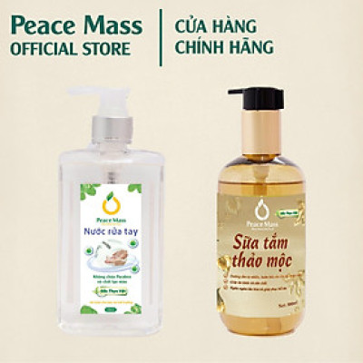 Combo Sản Phẩm Gốc Thực Vật STC1 Peace Mass - Sữa Tắm Thảo Mộc 300ml + Nước Rửa Tay 340ml  (Thuộc nhóm Sản phẩm Lành tính /  Sinh học)