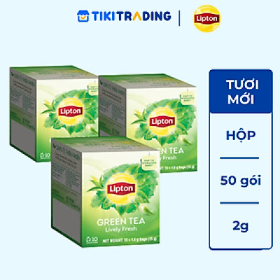 Combo 3 Lipton Trà Xanh Tươi Mới Hộp 1.5g x 50 túi