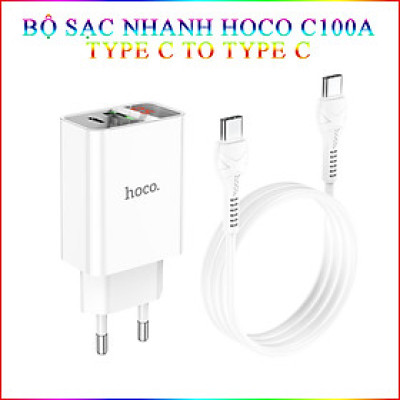 Bộ Sạc Nhanh Dành Cho Hoco C100A Pd20W Qc3.0 Type-C To Type-C Có Đèn Led Dây Dài 1M Hàng Chính Hãng