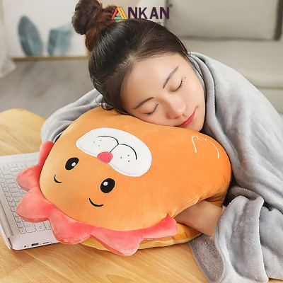 Bộ Chăn Gối Văn Phòng 3 Trong 1 Sư Tử Cam, Siêu Mềm Mại