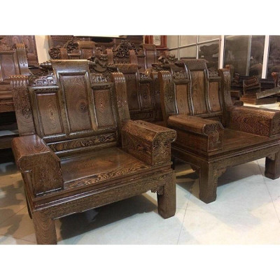 Bàn ghế âu á tay hộp trương voi gỗ mun đuôi công đẹp