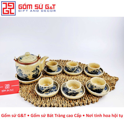 Bộ trà men rạn sơn thủy dáng vại Gốm Sứ G&T