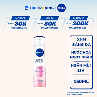 XỊT NGĂN MÙI NIVEA DƯỠNG SÁNG HƯƠNG NƯỚC HOA NGỌT NGÀO 150ML