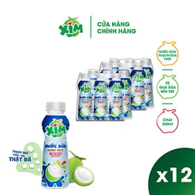 Combo 12 Chai Nước dừa Xim thạch dừa tươi chai PET 350ml