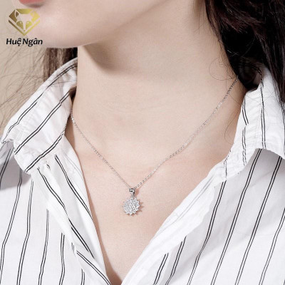Dây chuyền bạc Ý 925 Huệ Ngân -Hoa đá D160008