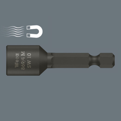 Đầu chuyển mở Bu lông đầu lục giác, ốc vít và đai ốc kích thước 12mm x 50mm có từ tính Wera 05060427001  869/4 M Nutsetters 