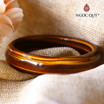 Vòng liền khối đá mắt hổ vàng nâu mệnh thổ,kim - Ngọc Quý Gemstones