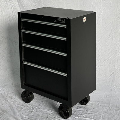Tủ dụng cụ CSPS 61cm - 04 hộc kéo màu đen bánh xe (tay cầm trắng)