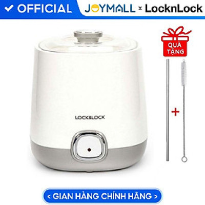 Máy Làm Sữa Chua Lock&Lock EJY110SLV (1000ml) Nắp Trong Suốt Dễ Quan Sát Qúa Trình Lên Men - Hàng Chính Hãng Tặng Combo Ống Hút + Cọ Rửa