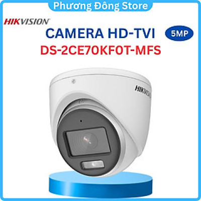 Camera HDTVI có màu ban đêm 5MP HIKVISION DS-2CE70KF0T-MFS Có màu đêm 3K, tích hợp mic, đèn 20m, chuẩn chống nước IP67 - Hàng chính hãng