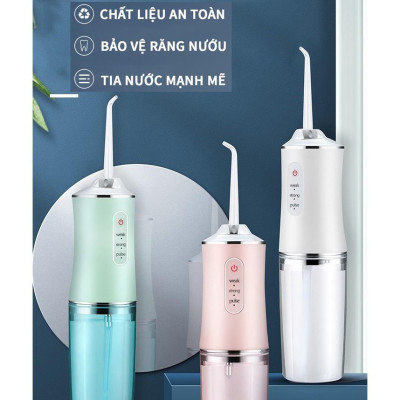 Máy Tăm Nước Cầm Tay Oral Irrigator Sạc Pin Tiện Dụng, Tăm Nước Vệ Sinh Răng Miệng Công Nghệ Châu Âu - Tặng Kèm 4 Đầu