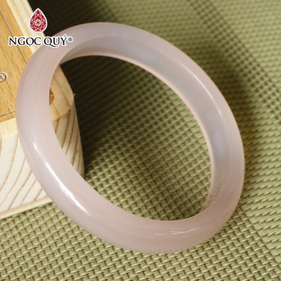Vòng tay chalcedony hồng bản hẹ (bản 10 - 11mm) - Ngọc Quý Gemstones