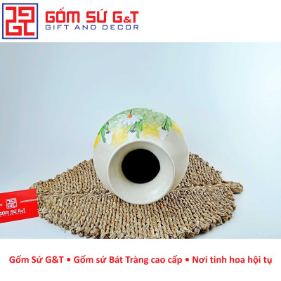 Lọ hoa vai vuông vẽ cúc họa mi Gốm Sứ G&T