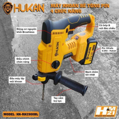 MÁY KHOAN PIN BÊ TÔNG 2.8J HK-RH2900B HUKAN  - HÀNG CHÍNH HÃNG