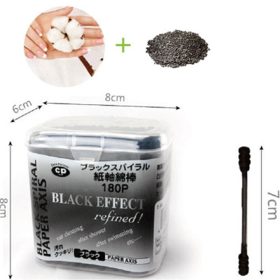 Combo bấm móng tay bằng thép không gỉ + hộp 180 chiếc tăm bông tai than hoạt tính - made in Japan