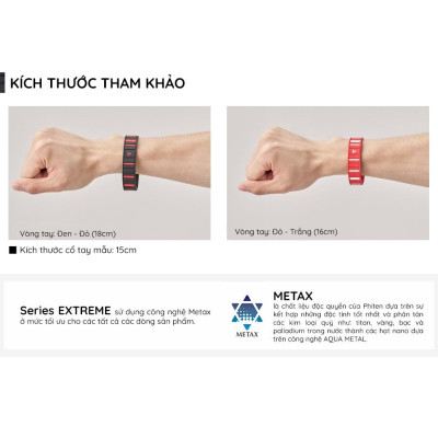 Vòng tay Phiten rakuwa bracelet metax extreme stripe TG791025/TG791026/TG791125/TG791126