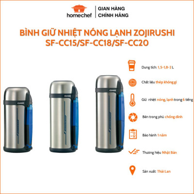 Bình giữ nhiệt nóng lạnh Zojirushi SF-CC15/18/20-XA, 1.5L/1.8L/2L, sản xuất tại Thái, bảo hành 1 năm