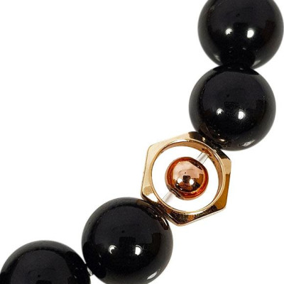 Vòng Tay Đá Obsibian 8 Ly Mệnh Thủy, Mộc Charm Lục Giác Laliz TR.14